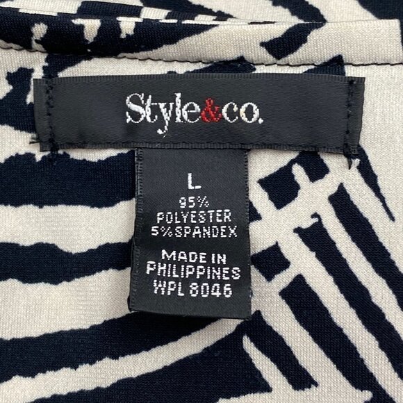 Style & Co Zebra Print Ruched 3/4 Sleeve Blouse L - Picture 9 of 9